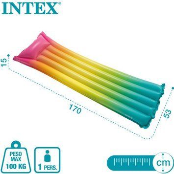 Надувной матрас Intex 58721 Радуга 183x69x15 см, пляжный, винил 0,28 мм, максимальная нагрузка 100 кг 58721 фото