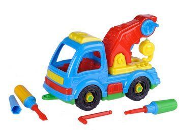 Розвиваючий конструктор Toys-plast "Підйомний кран" з викруткою, пластикова машинка, 12х20х31 см ИП.29.000 фото
