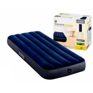 Надувной матрас Intex 64756 Classic Downy Bed, одноместный, 76x191x25 см, синий, велюр 64756 фото