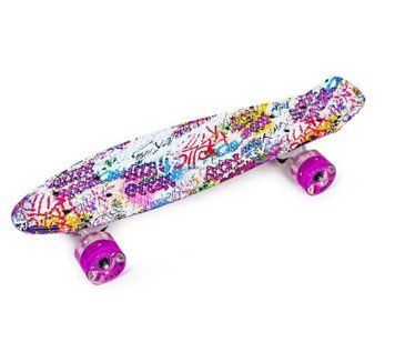 Пенни борд Fish Skateboards Graffity PFO011 со светящимися колесами, противня 57 см, ABEC-7, до 85 кг PFO01 фото