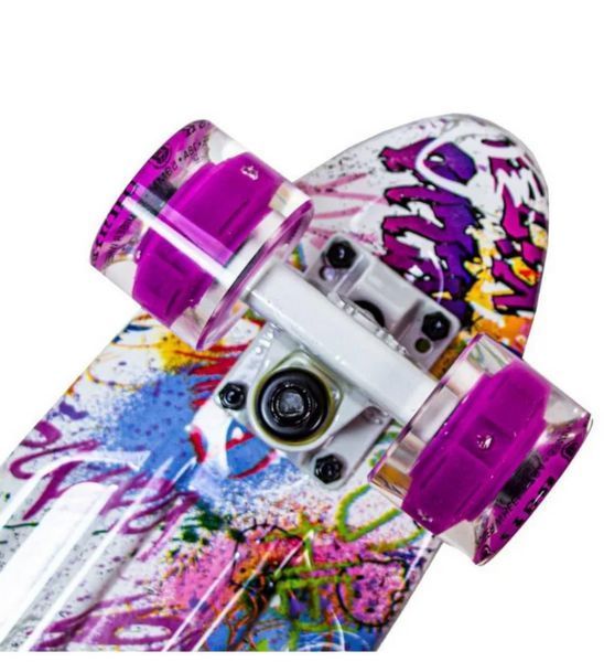 Пенні борд Fish Skateboards Graffity PFO011 зі світними колесами, дека 57 см, ABEC-7, до 85 кг PFO01 фото