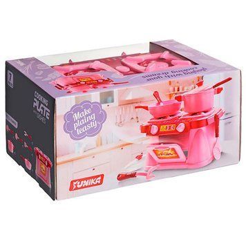 Детская кухонная плита Cooking Plate with dishes розовая Юника Юника 71696 Nehochuha Юника 71696 фото
