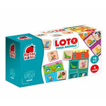 Деревянная настольная игра Лото Йога для животных Roter Kafer RW4012 для детей 4 карточки 16 фишек RW4012 фото