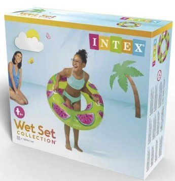 Надувной круг Intex 56261 Watermelon Арбуз 107 см до 80 кг для бассейна и пляжа 56261_Green фото