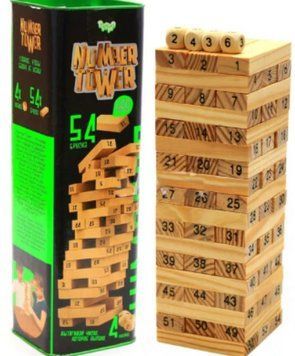 Настольная игра Number Tower NT-01U Danko Toys &ndash; дженга с номерами и кубиками, 54 бруска, от 6 лет NT-01U фото