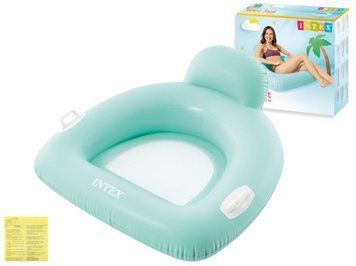 Надувной плотик Intex 56801 114x107 см бирюзовый с ручками и сеткой до 100 кг для бассейна и моря. 56801_Ocean фото