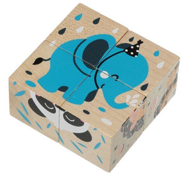 Деревянные кубики Cubika Животные 15429 (4 шт) | Развивающая игрушка для малышей от 18 месяцев 15429 фото