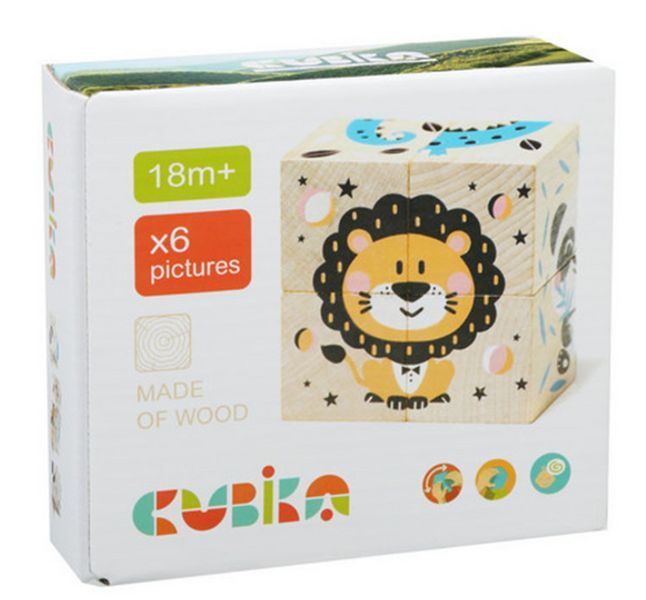Деревянные кубики Cubika Животные 15429 (4 шт) | Развивающая игрушка для малышей от 18 месяцев 15429 фото