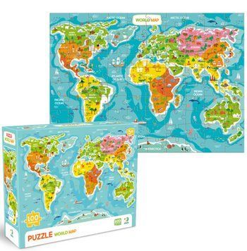 Пазл Dodo World Map Карта мира на английском языке 300704 100 деталей развивающий для детей 5+ 300704 фото