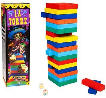 Настольная игра Strateg La Torre Дженга, 54 деревянных бруска, развивающая, 2-4 игрока, 4+ 30758 фото