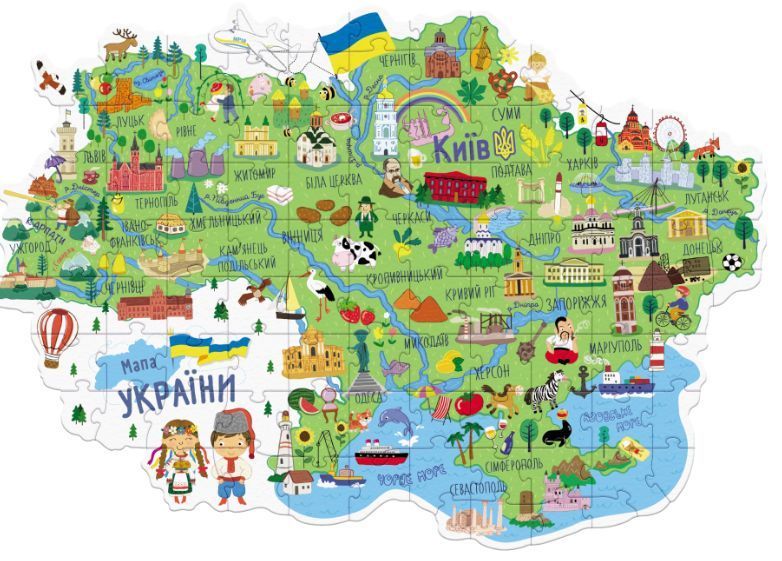 Пазл Dodo &laquo;Карта України&raquo; 100 елементів, навчальний пазл для дітей віком від 5 років, розмір 46&times;64 см 300267 фото