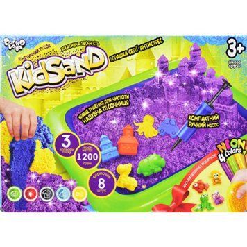 Кинетический песок KidSand 2 1200 г с песочницей, масса для лепки, набор для творчества, Украина KS-02-02U фото