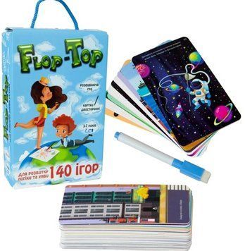 Настольная игра Flop Top Strateg 30868 для детей 3+ &ndash; 70 карточек, маркер, многоразовые задания 30868 фото