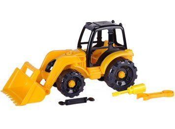 Розвиваючий конструктор Toys-plast "Трактор з ковшем" з викруткою, пластмасовий набір для дітей ИП.30.006 фото