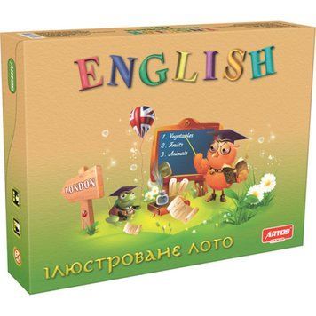 Навчальна настільна гра Лото "ENGLISH" 0796 ілюстрована дитяча гра для вивчення англійської Ост.0796 фото